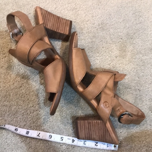 Born Leather Leather Block Heels Open Toe Ankle Strap Sandal- Size 9M - Picture 10 of 12